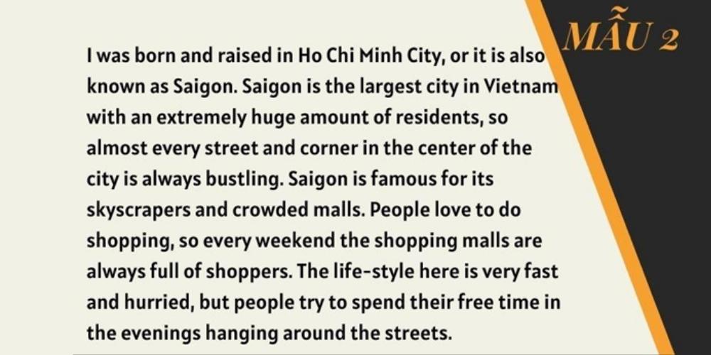 Bài mẫu 2 giới thiệu về Sài Gòn bằng tiếng Anh